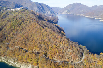 Aerial view of the jumping lake in Rieti, Italy