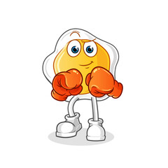 fried eggs boxer character. cartoon mascot vector