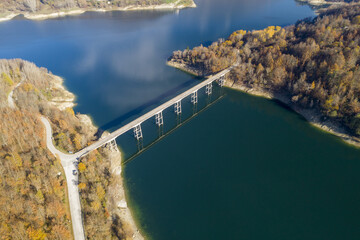 Aerial view of the jumping lake in Rieti, Italy