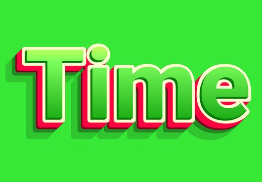Bold Green Text Effect with Red Extrude