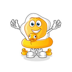 fried eggs with duck buoy cartoon. cartoon mascot vector