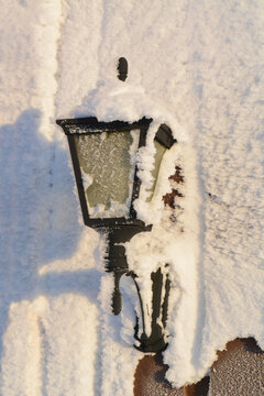Lantern with snow