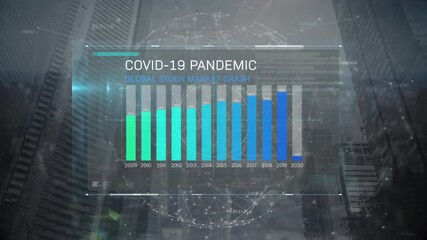 Animation of covid 19 pandemic statistics over globe formed with network of connections