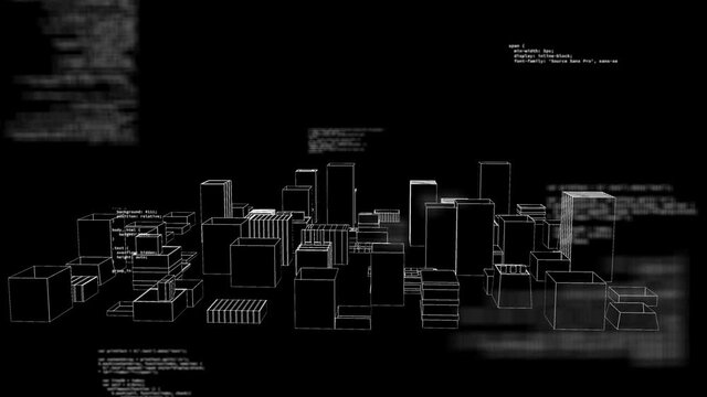 Animation of data processing over 3d city model