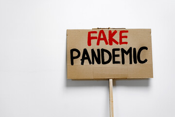 Protest placard against fake news about outbreak 2019-nCoV and treatment