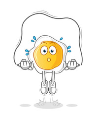 fried eggs jump rope exercise illustration. character vector