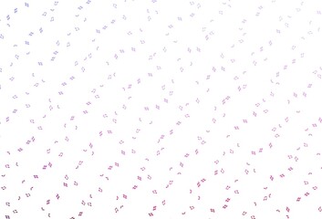 Light Pink, Blue vector texture with musical notes.