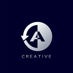 Circle Arrow Letter A Geometrical Logo Negative Space Vector Design