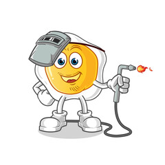 fried eggs welder mascot. cartoon vector