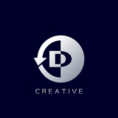 Circle Arrow Letter D Geometrical Logo Negative Space Vector Design