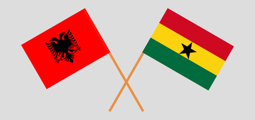 Crossed flags of Albania and Ghana. Official colors. Correct proportion