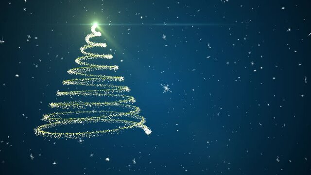 Merry Christmas Tree Glow Animation snowflakes on Red Background 3d render 2021