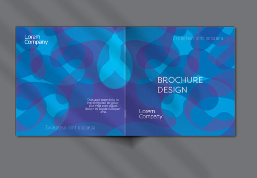 Brochure Cover Layout with Gradient Abstract Wavy Shapes and Lines