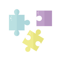 puzzle pieces with purple, yellow and blue color