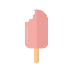 ice cream with a bite and pink color