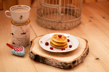 dishes on the table, stylish Breakfast, Breakfast in the village, morning coffee