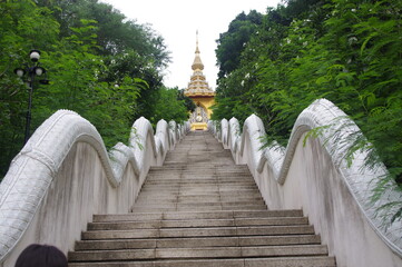steps of a Buddhist temple, Phra Maha Mondop Phutthabat temple on the hill of Wat Yansangwararam Temple. Pattaya, Thailand