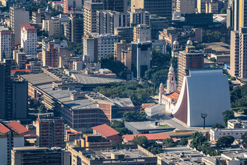 Aerial view of national pantheon and Simon Bolivar Mausoleum. Caracas city, Venezuela.