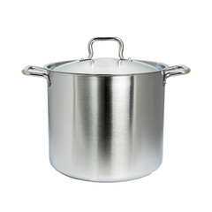 Steel pan side view. On a white isolated background
