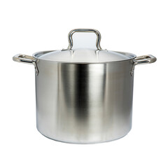 Steel pan side view. On a white isolated background
