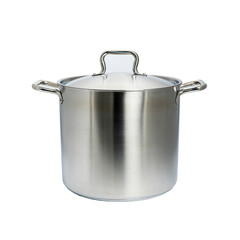 Steel pan side view. On a white isolated background
