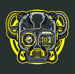 vector illustration  fot tshirt SKULL CYBORG 