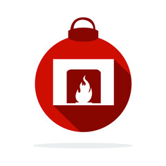Christmas decoration, with a fireplace in the middle, icon, vector illustration