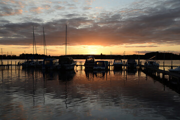 Fototapeta premium Abend am Schwielochsee