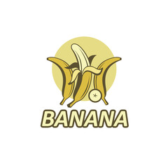 emblem of banana tropical fruit isolated on white background