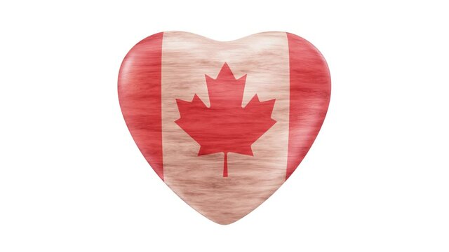 Realistic 360-degree seamless looping spin of the wooden Canada heart rendered in UHD, alpha matte is included