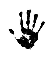 Print of hand of human, cute skin texture pattern,grunge illustration. Scanning the fingers, palm on white background