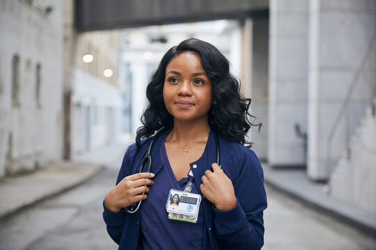Portrait of Registered Nurse outside Hospital