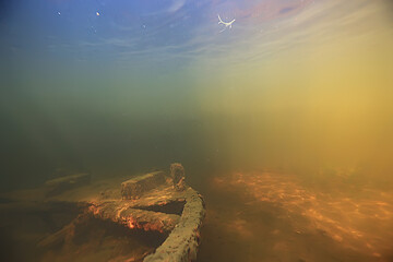 sunken boat underwater landscape, shipwreck diving, search adventure