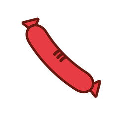 sausage of a red color over a white background