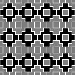 Seamless pattern. Inca crosses, squares ornament. Ethnic background. Tribal wallpaper. Folk image. Tribe motif. Ancient mosaic. Digital paper, web design, ethnical textile print. Vector artwork.