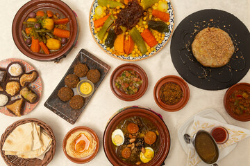 Typical food of Morocco seen from above.