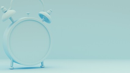 3D rendering. alarm clock on a light blue background