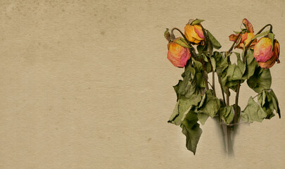 Fleurs fanées sur du papier vintage