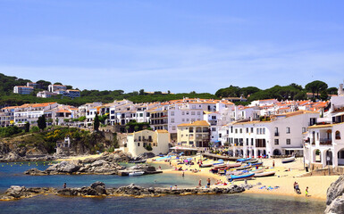 Fototapeta na wymiar View of town Calella de Palafrugell in Costa Brava