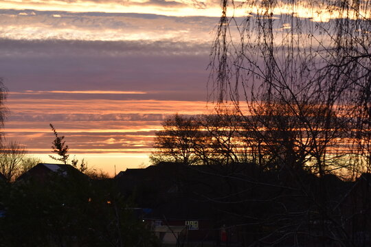 Morning Sunrise Over Reading M4 Motorway 