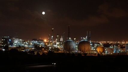 chemistry industrial complex at night