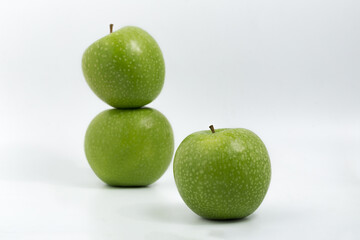 Green apple on white background