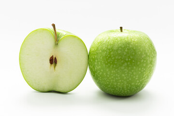 Green apple on white background