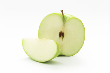 Green apple on white background