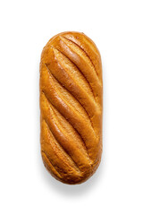 Sliced loaf with a Golden crust on a white background