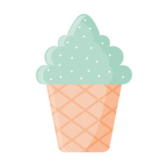 ice cream with a green color in a cone with sprinkles