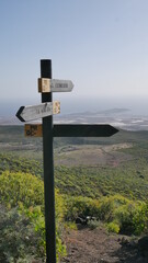 Sign and landscape in the back