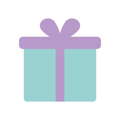 gift box of blue white with one purple bow