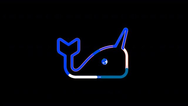 Circles gather in symbol narwhal. After it crumbles in a line and moves to the camera. Alpha channel black