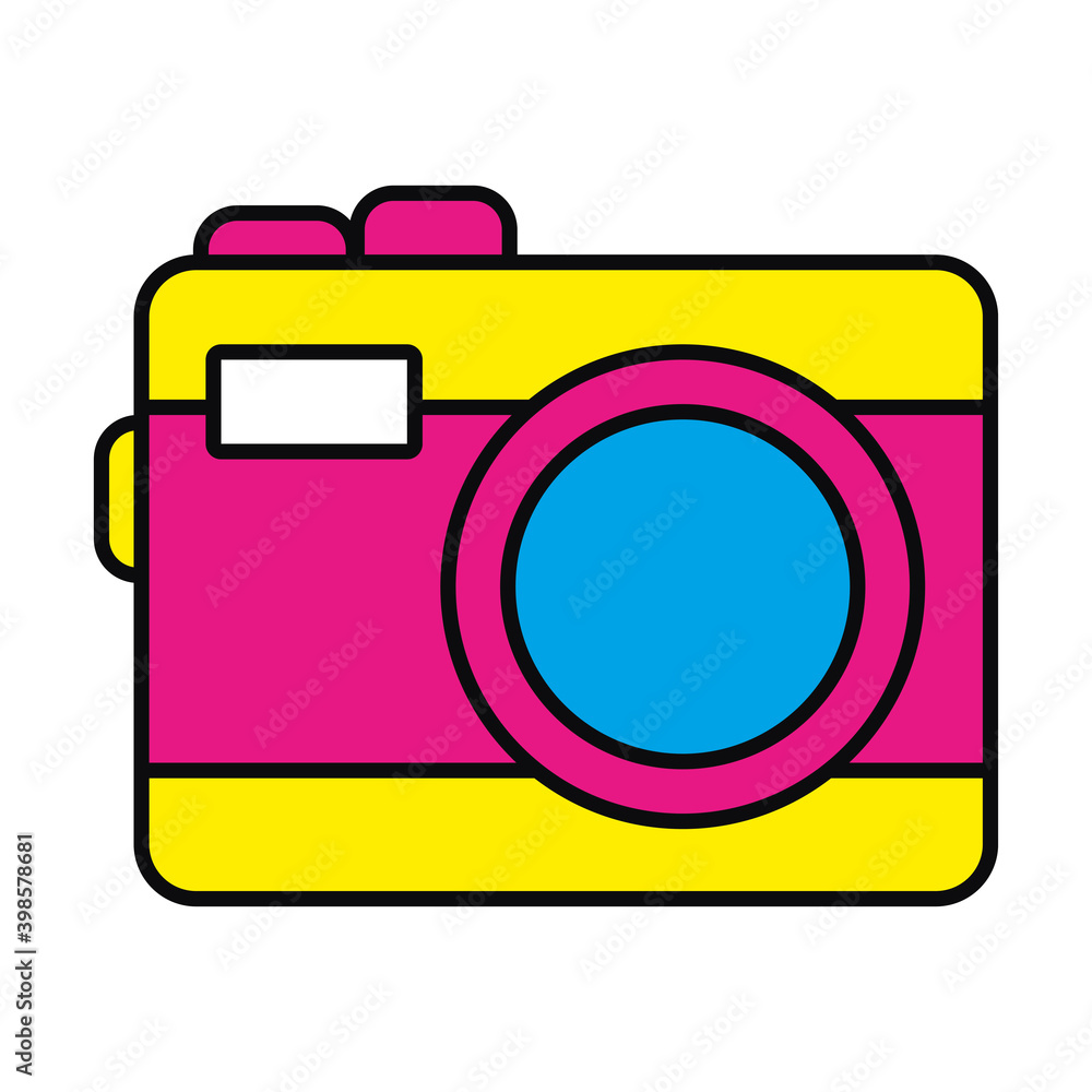 Poster camera device icon vector design
